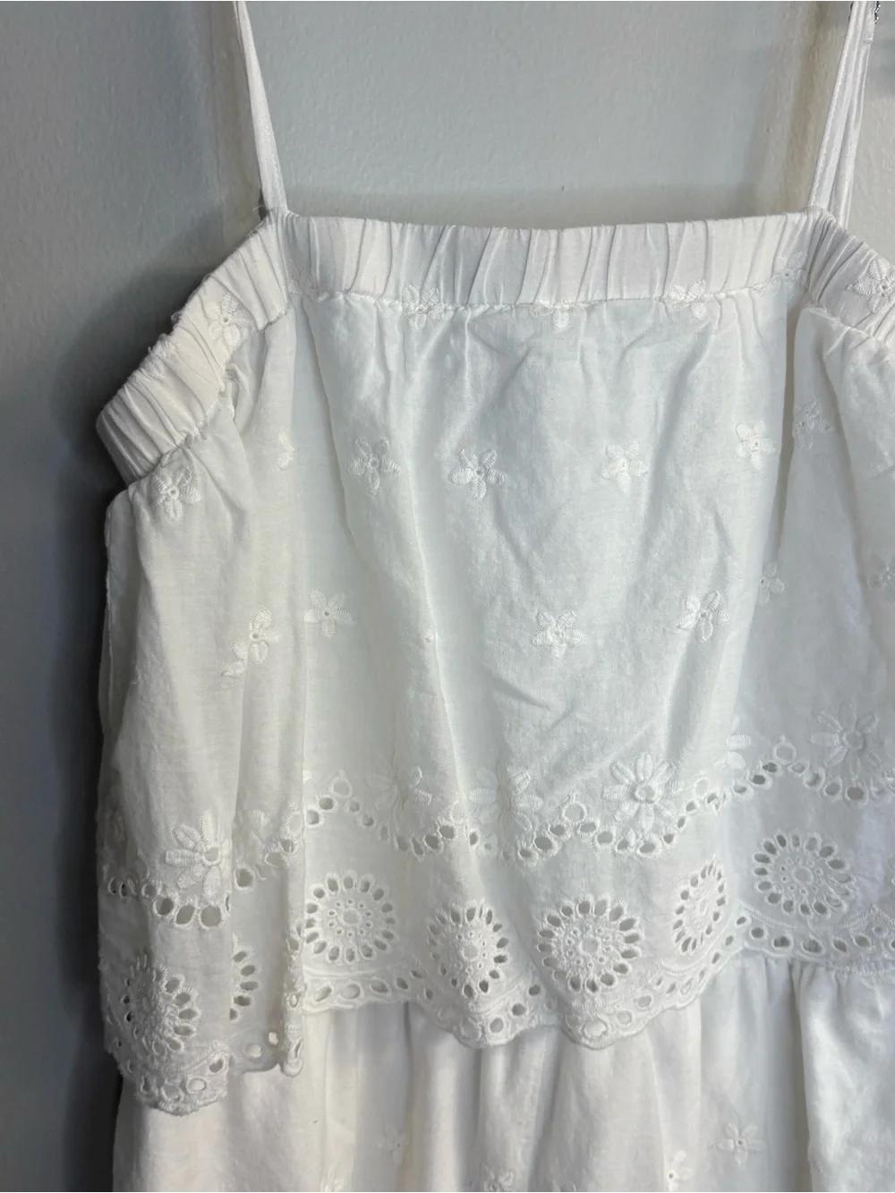 Womens White Eyelet Sleeveless Romper